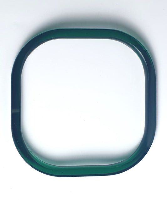 Square bangle in bottle green perspex #BarbaraSpenceJewellery