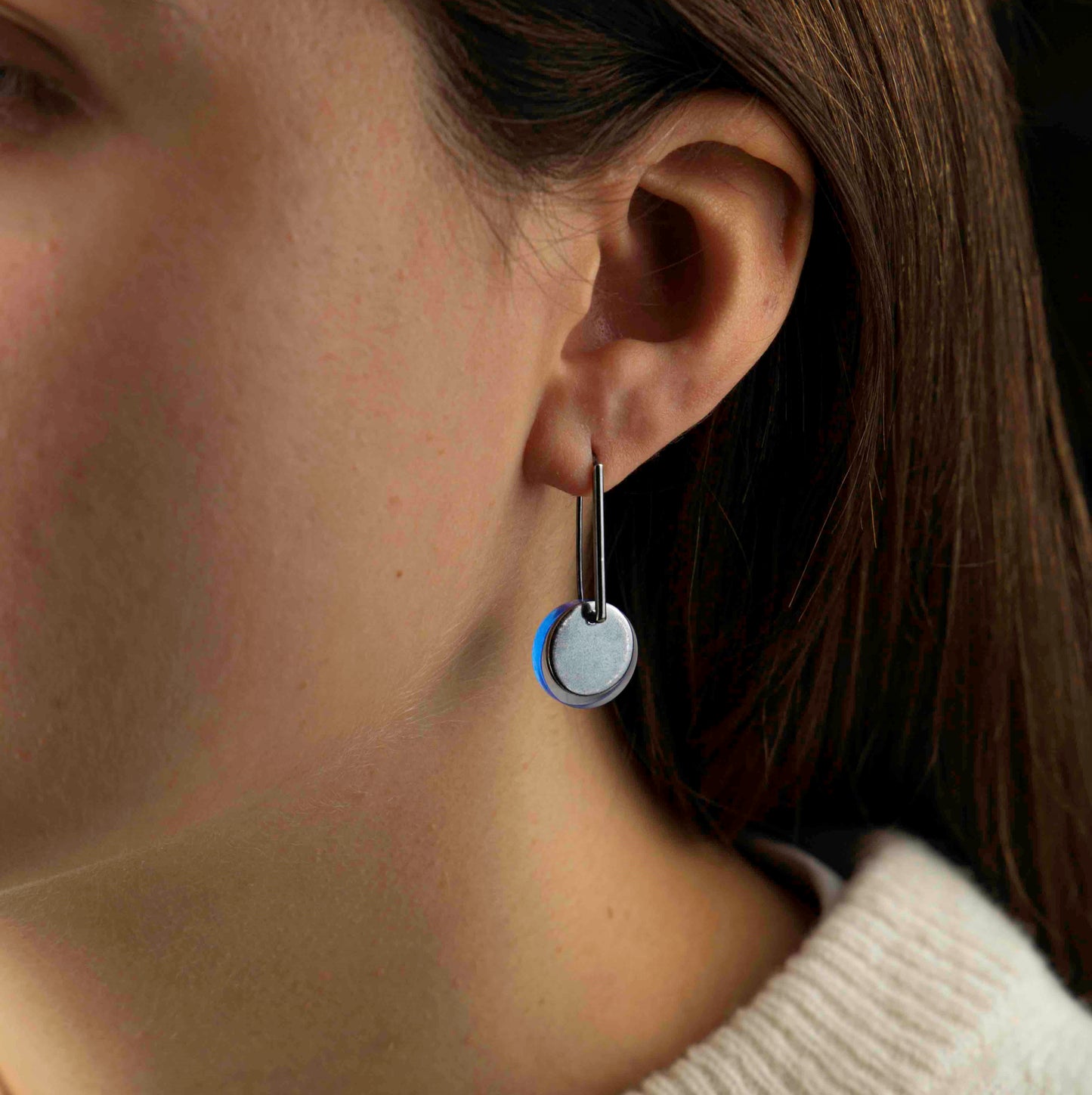 Silver and neptune perspex earrings www.barbaraspence.co.uk