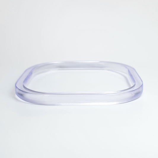 Square bangle in chunky violet perspex Barbara Spence Jewellery