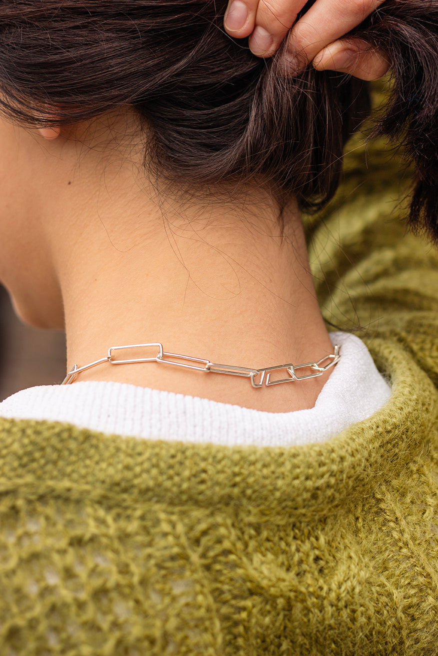 Orbit necklace, rectangular hook fastening www.barbaraspence.co.uk