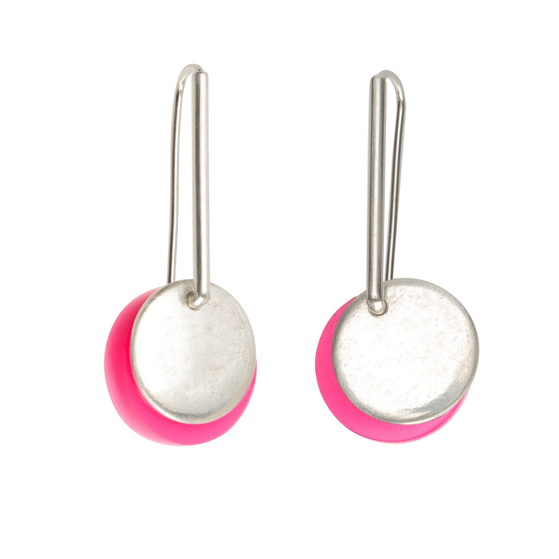 Silver and pink perspex earrings www.barbaraspence.co.uk