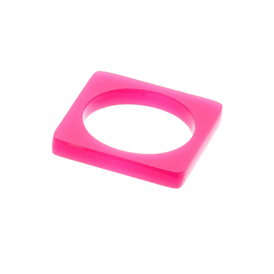 Square ring in bright Pink perspex.