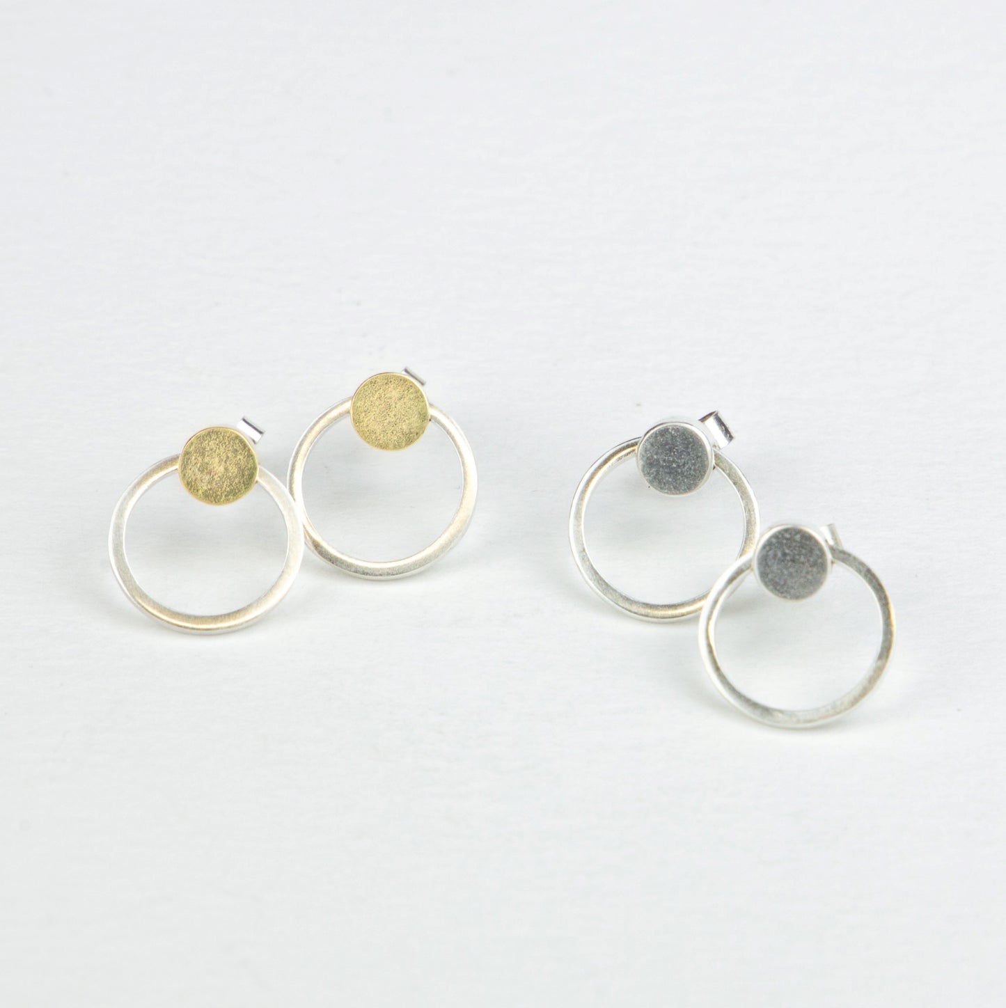 Orbit earrings in silver and gold and silver www.barbaraspence.co.uk