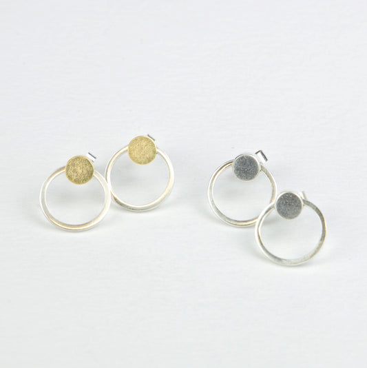 Orbit earrings in silver and gold and silver www.barbaraspence.co.uk